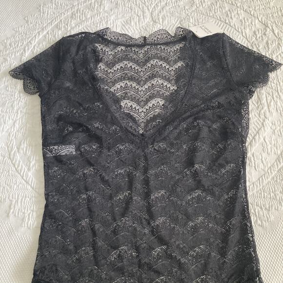 NWT Simon Perele Karma Black Sheer Lace Bodysuit Size 3 /Medium (8-10) - Picture 9 of 13